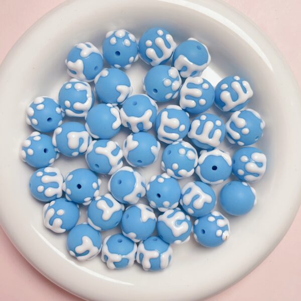 Wholesale Hand-Painted Acrylic Loose Beads Cream Candy Style Sapphire Blue for DIY Jewelry Making Craft Supply