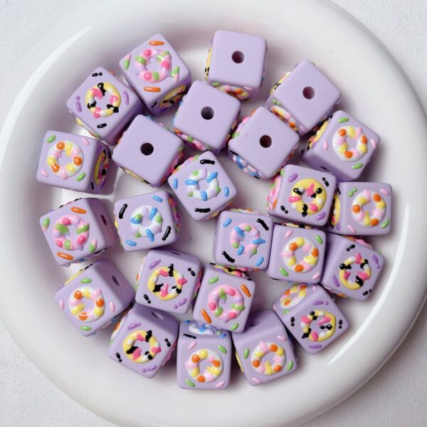 oly-0973caf049d67a22995f51462e51499e Wholesale HandPainted Acrylic Macaron Donut Beads Square Straight Hole Loose Beads for DIY Jewelry Making Trendy Fashion Accessory