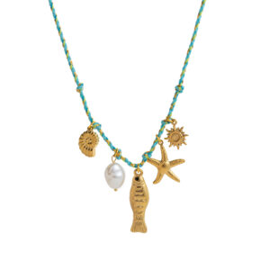 Goldfish blue rope necklace
