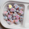 oly-09a274d056e6ac92f96641a7045890a9 Wholesale Blue Cream Double Color Heart Shaped Acrylic Beads for DIY Jewelry Making Craft Supply