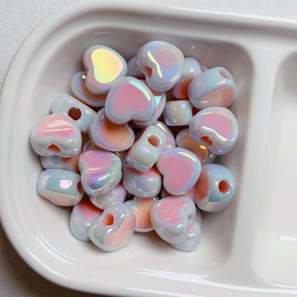 oly-09a274d056e6ac92f96641a7045890a9 Wholesale Blue Cream Double Color Heart Shaped Acrylic Beads for DIY Jewelry Making Craft Supply