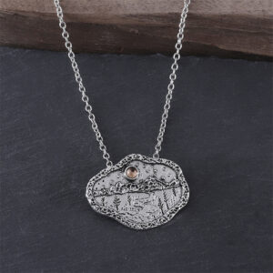 oly-09a6693eca50392e69efeb87eaf7c2d8 Wholesale Vintage Zircon Pendant Necklace Tree River Mountain Landscape Antique Silver Alloy Party Gift Jewelry Accessory