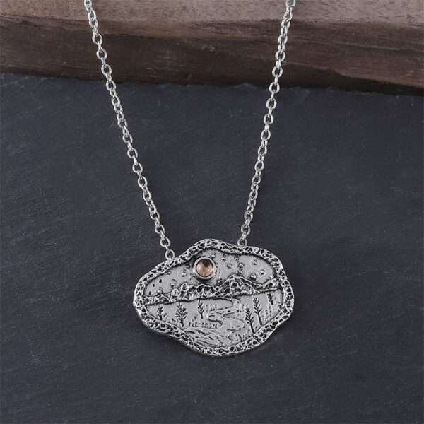 oly-09a6693eca50392e69efeb87eaf7c2d8 Wholesale Vintage Zircon Pendant Necklace Tree River Mountain Landscape Antique Silver Alloy Party Gift Jewelry Accessory
