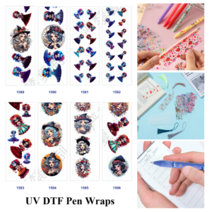 Wholesale 2/8/16pcs Halloween Sugar Skull Gothic Witch Lady Print Pen and Bookmark Stickers UV DTF Wraps OLY Exclusive