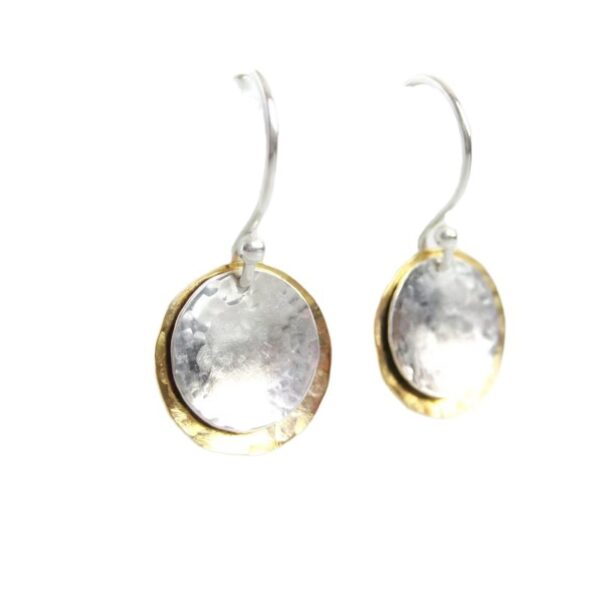 Wholesale Bohemian Hammered Two Tone Circle Drop Earrings For Women Boutique Gift Jewelry