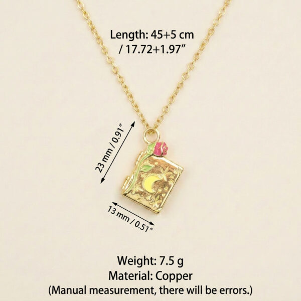oly-0a3dbac379b4e2345aac0a7e97d7b91d Wholesale Vintage Star Moon Book Pendant Necklace Electroplating Copper Copper Openable Locket Silver Boutique Resale