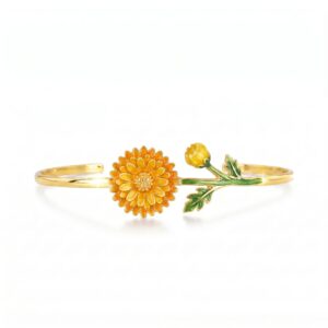 Yellow daisy open bracelet
