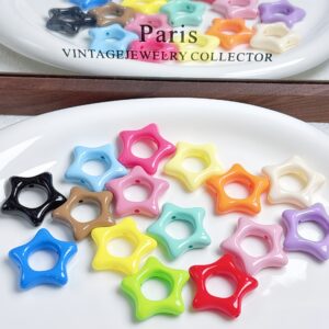 Wholesale Colorful Enameled Star Loose Beads in Acrylic for DIY Phone Charms, Keychains, Bag Pendants