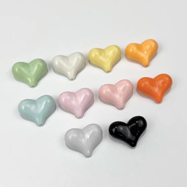 oly-0a77a8da8c8f8285050537d5bb78bf38 Wholesale Acrylic Macaron Heart-shaped Loose Beads for DIY Hair Tie, Bag Charm, Phone Charm Craft Supplies, Gift Boutique Accessory
