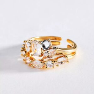 Multi geometric zircon ring