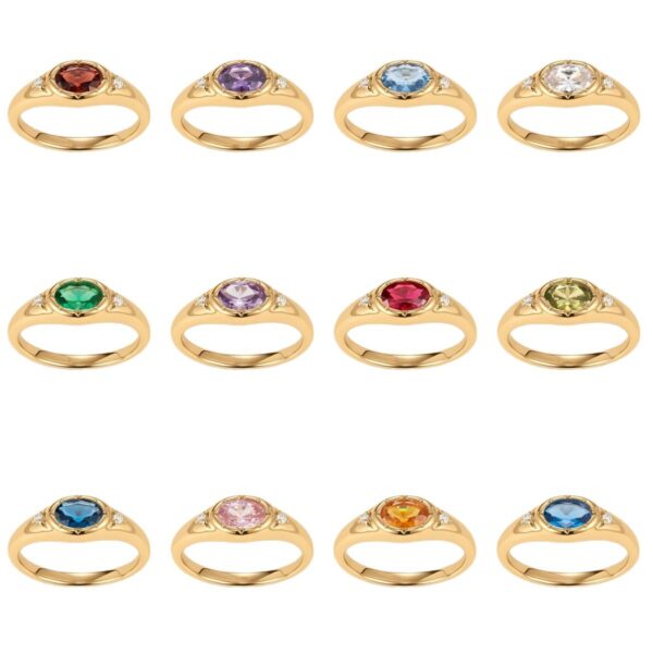 Wholesale Twelve Birthstone Ring In Stainless Steel Electroplated Tone Vacuum Plated Fashion Jewelry Accessory For Everyday Wear