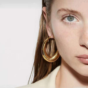 oly-0b38b7d06e1bca34a59dd0841a243551 Wholesale Hollow Hoop Titanium Steel Electroplated Earrings For Women Geometric Tone Chic Party Wear Jewelry Accessory