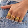 Wholesale Tulip Flower Open Ring Forest Copper Electroplated Fashion Jewelry Gift For Women