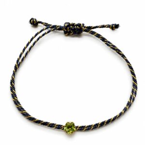 Dark blue gold braided rope green star zirconium bracelet