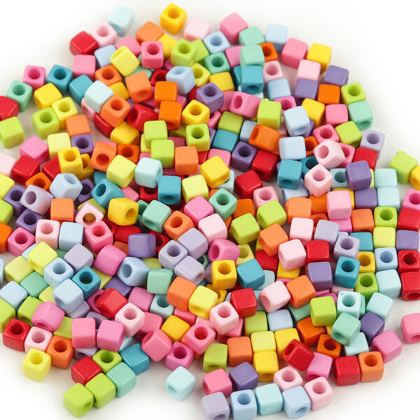 Wholesale 100 Pcs Blue Acrylic Square Large Hole Spacer Beads DIY Craft Supply Casual Jewelry Accessory Gift for Party Resale