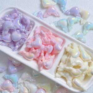oly-0c104a27d241683a1e71caec5c25a94d Wholesale UV Plated Acrylic Glow in the Dark Heart Wing Beads for DIY Phone Charm Keychain Craft Supplies Resale