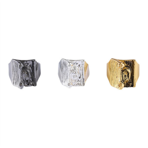 oly-0c3817f3f3b6d22e9d69e63e4d2cf7be Wholesale Horror Movie Woman Face Ring Gold Tone Zinc Alloy Fashion Accessory OLY Exclusive