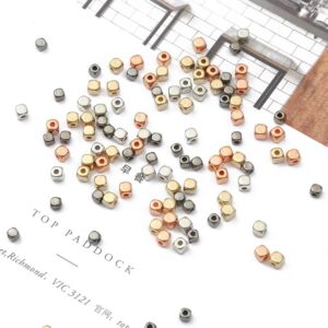 Wholesale 200pcs 3mm Electroplated Ancient Bronze Square Plastic Spacer Beads for DIY Jewelry Making Craft Supply