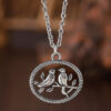 Wholesale Trendy Geometric Circle Hollow Bird Pendant Earrings Necklace Set Retro Alloy Jewelry Boutique Resale