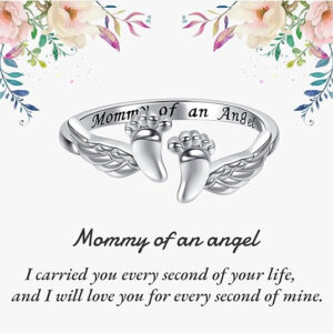 Wholesale Retro Style Footprint Wings Adjustable Ring For Women Trendy Jewelry Gift For Mom