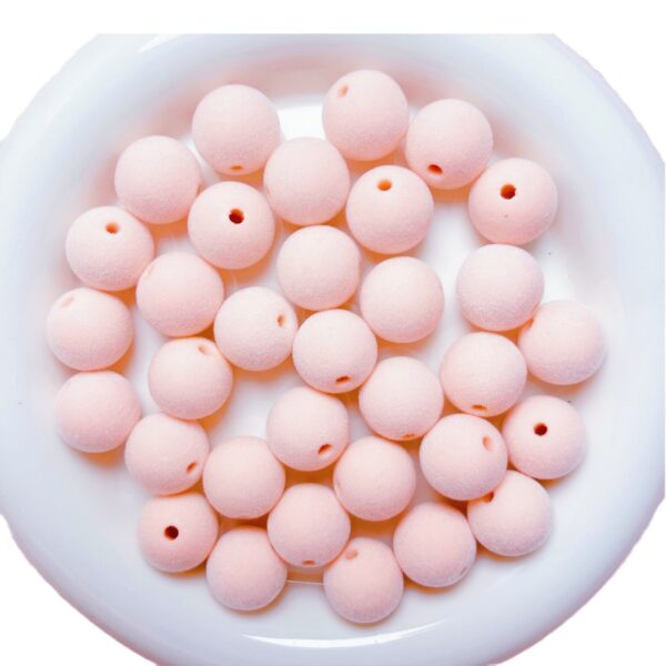 oly-0d13289a70ebf7f8342bffb4dc484ffd Wholesale 16mm Cream Flocked Acrylic Round Loose Beads for DIY Phone Charm Keychain Jewelry Making