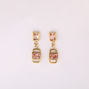 Gold pink diamond earrings