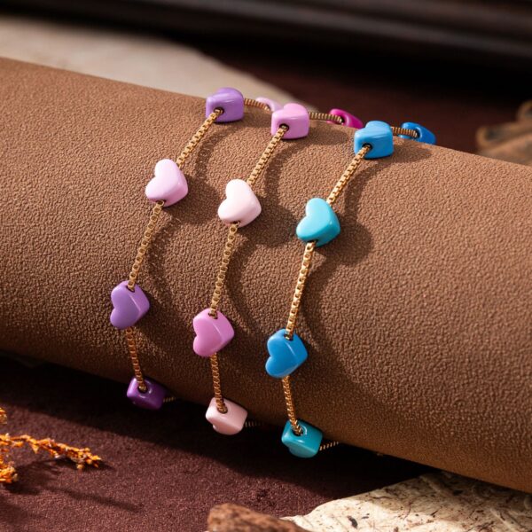 Wholesale Electroplated Heart Shaped Gradient Pink Bracelet Trendy Chic Gift For Women Fashion Accessory