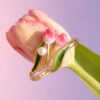 Wholesale Tulip Flower Open Ring Forest Copper Electroplated Fashion Jewelry Gift For Women