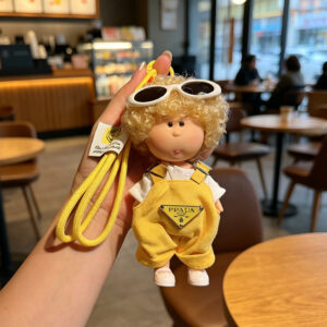 Yellow overalls and white sunglasses