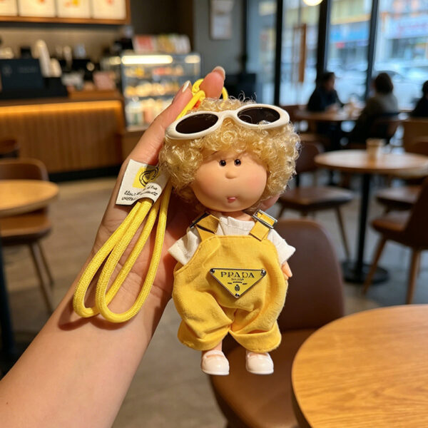 Wholesale Cute Korean Style Curly Doll Car Keychain Vinyl Changeable Outfit Figure Adorable Bag Charm Gift For Everyday Use