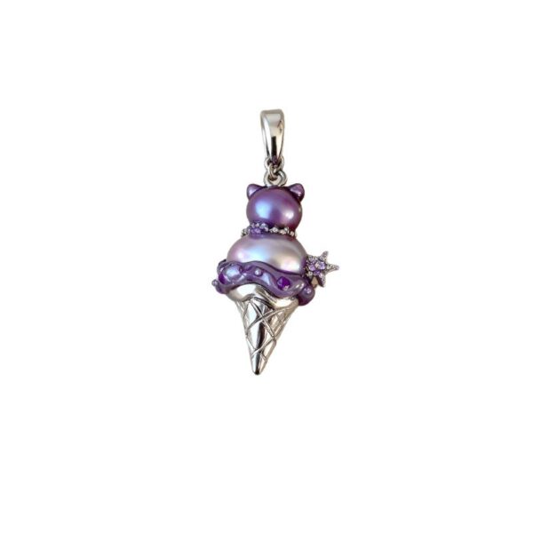 oly-0de7337ac72a32188c33ca12cecab8f8 Wholesale Stylish Pearl Ice Cream Bear Pendant Necklace Copper Electroplated Cute Casual Jewelry Accessory For Boutique Resale