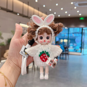 oly-0e5f2d5af842d94cab59e3b372412df2 Wholesale Stylish Cute Doll Keychain White Vinyl Bunny Ear Design Fashion Accessory For Bags And Keys