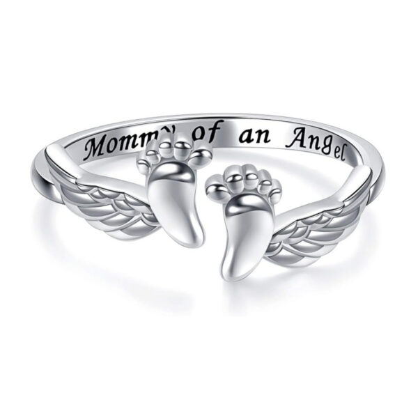 oly-0e9c57a9771e9221b72afdb8a8feff5c Wholesale Retro Style Footprint Wings Adjustable Ring For Women Trendy Jewelry Gift For Mom