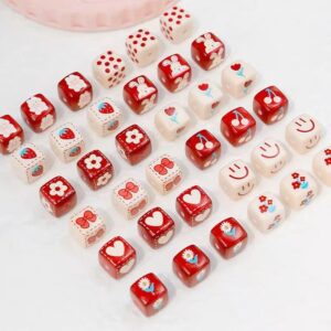 Wholesale Chic Acrylic Loose Beads Cartoon Printed Square Beads for DIY Bracelet Necklace Phone Strap Craft Supply