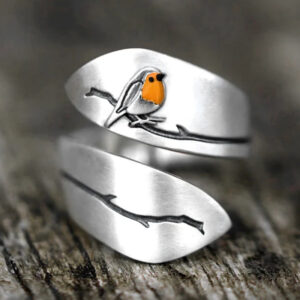 Wholesale Electroplated Alloy Adjustable Open Wide Band Bird Ring Elegant Design Jewelry Gift For Boutique Resale