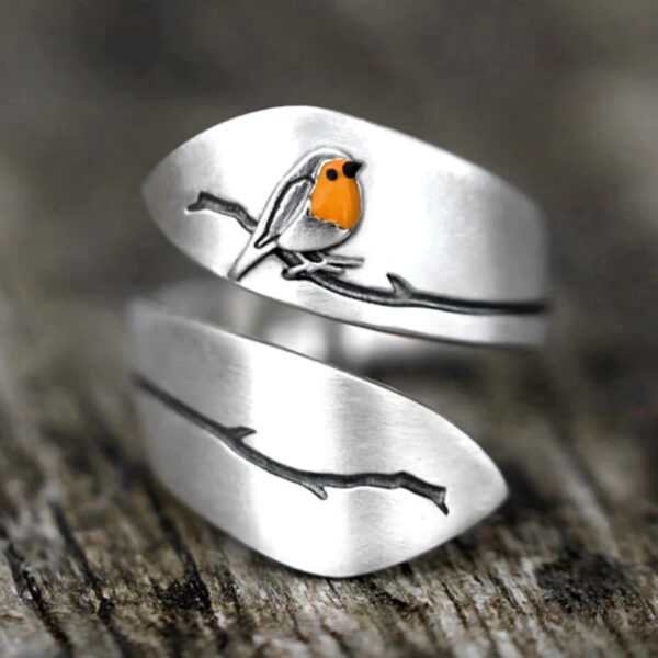 Wholesale Electroplated Alloy Adjustable Open Wide Band Bird Ring Elegant Design Jewelry Gift For Boutique Resale