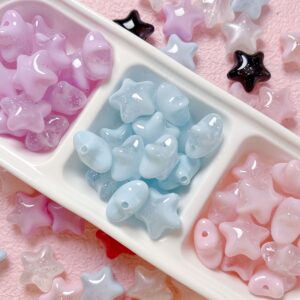 oly-0ef0a1175c8851c6f40e940e3925e1d3 Wholesale Chic Acrylic Five Point Star Loose Beads Light Blue Electroplated DIY Jewelry Accessory Ideal for Phone Chain Making Boutique Resale
