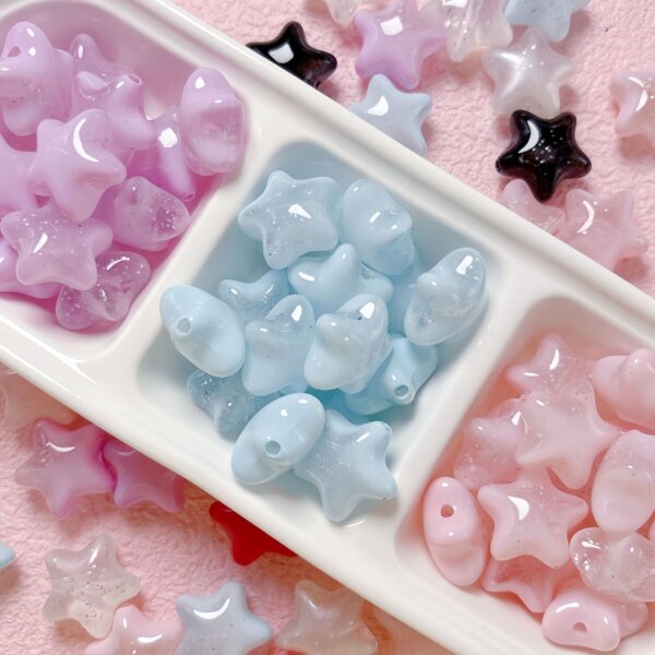 oly-0ef0a1175c8851c6f40e940e3925e1d3 Wholesale Chic Acrylic Five Point Star Loose Beads Light Blue Electroplated DIY Jewelry Accessory Ideal for Phone Chain Making Boutique Resale