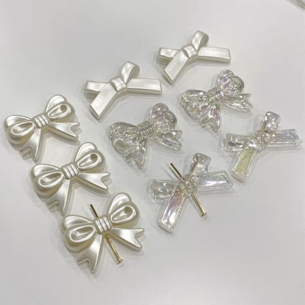 Wholesale Vintage Pearl Bow Charms, ABS Imitation Pearl DIY Phone Case Epoxy Resin Accessory
