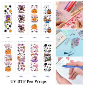 Wholesale 2/8/16pcs Cute Cartoon Halloween Monster Ghost Pumpkin Pen and Bookmark Stickers UV DTF Wraps