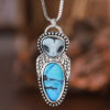 oly-0f902846aaffde20a4dad9bab7f3e779 Wholesale Retro Punk Owl Pendant Necklace Turquoise Inlay Alloy Antique Silver Fashion Accessory Gift