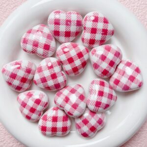 10-purple plaid love heart / Size is about 29mm, hole diameter is about 3.5mm