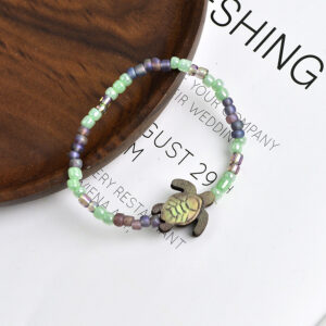 Wholesale Retro Turtle Design Elastic Bead Bracelet Colorful Zinc Alloy Unisex Jewelry Gift For Anniversary Celebration Fashion Accessory
