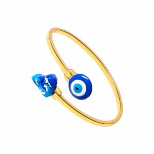 Blue evil eye open bracelet