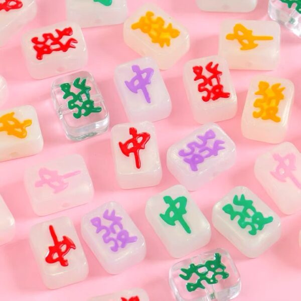 oly-10230817f8859eba119e75f2858c19cc Wholesale Trendy Mermaid Glow-in-the-Dark Acrylic Mahjong Beads DIY Jewelry Kit for Bracelet Necklace Keychain Phone Charm