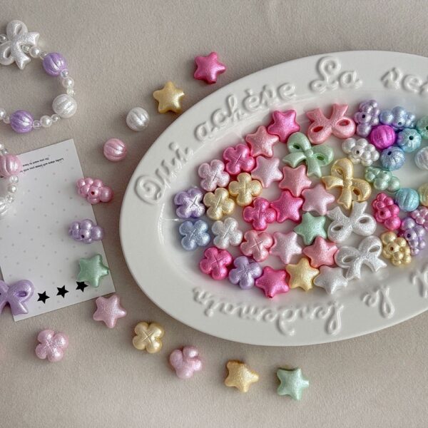 Wholesale Stylish Acrylic Beads for DIY Phone Charm, Cloud Star Bow Shapes, Light Pink, Jewelry Accessory