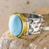 oly-10986616768edecca64f25002a601f02 Wholesale Bohemian Turquoise Ring Wide Band Retro Geometric Style Zinc Alloy Electroplated Boutique Resale Gift