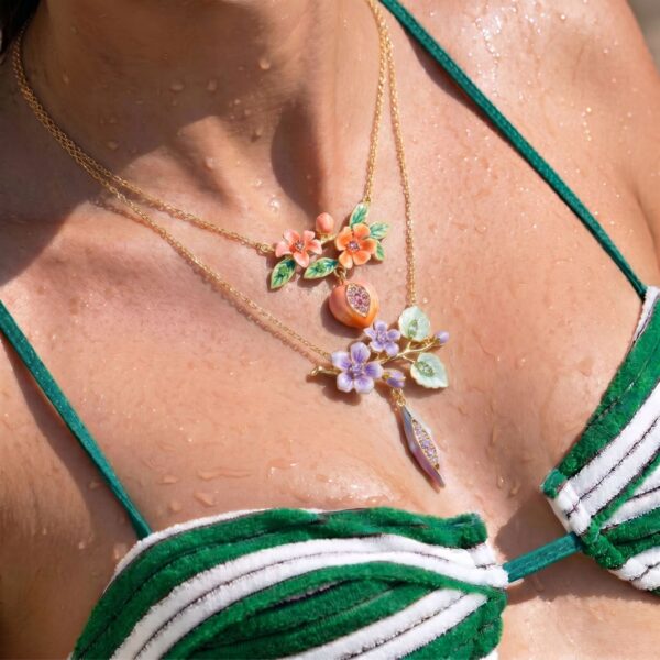 Wholesale Copper Floral Pendant Necklace Vintage Chinese Style With Green Leaf Fashion Jewelry Gift For Women