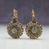 Wholesale Retro Geometric Gemstone Pendant Earrings For Women Zinc Alloy Electroplating Tone Zinc Alloy Fashion Jewelry Boutique Resale Gift