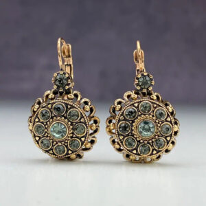 Wholesale Retro Geometric Gemstone Pendant Earrings For Women Zinc Alloy Electroplating Tone Zinc Alloy Fashion Jewelry Boutique Resale Gift
